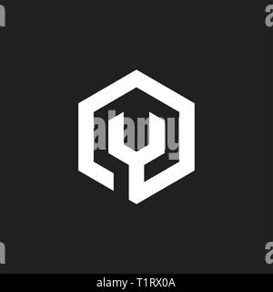 wrench hexagon box shape logo vector Stock Vector