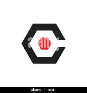 letter c hexagonal geometric logo vector Stock Vector