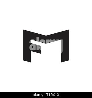 abstract letters fm simple geometric logo vector Stock Vector