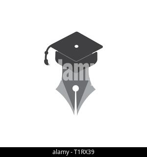 graduation hat pen education logo vector Stock Vector