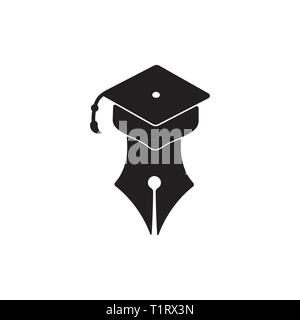 pen writer graduation education logo vector Stock Vector