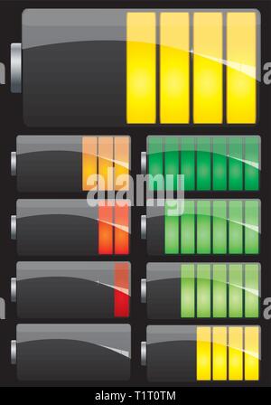 Battery set on black background Stock Vector