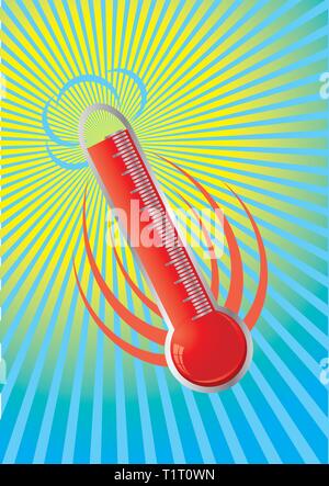 Flaming thermometer Stock Vector