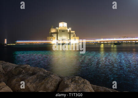 DOHA, QATAR – JULY 22 2013: Museum of Islamic Art taken from Doha port. Stock Photo