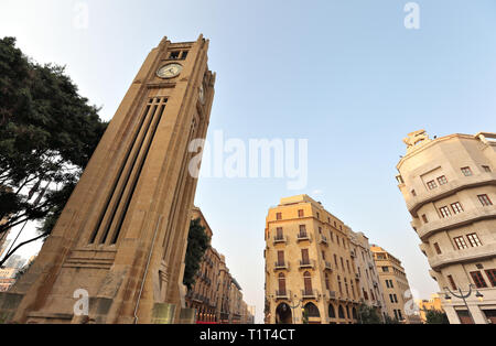 Downtown Beirut looking up in Nijmeh Square Stock Photo