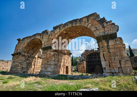 Picture of the Roman Basilica Baths. Hierapolis archaeological site near Pamukkale in Turkey. Stock Photo