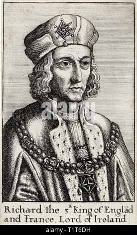 Richard III, King of England (1452-1485), engraving portrait, Wenceslaus Hollar, 1641 Stock Photo