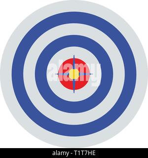 Target with Dart in Center Icon. Flat color design. Startup series. Vector illustration. Stock Vector