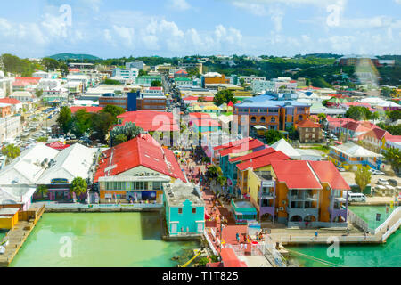St. John's Antigua is the capital and largest city of Antigua and Barbuda, located in the West Indies in the Caribbean Sea and with a population of 22 Stock Photo