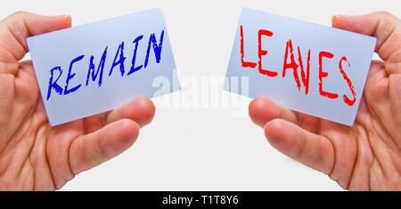 remain or leaves. exit from the european union or stay, this is the trouble. Stock Photo