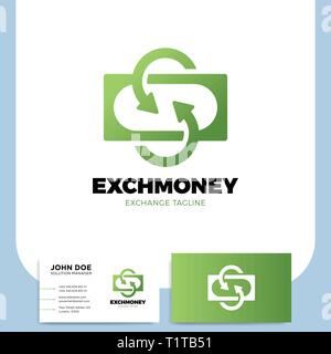 Exchange letter S and Arrow logo. Financial services cash back concept money refund return Stock Vector