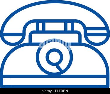 Retro phone line icon concept. Retro phone flat  vector symbol, sign, outline illustration. Stock Vector