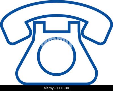 Retro phone  line icon concept. Retro phone  flat  vector symbol, sign, outline illustration. Stock Vector