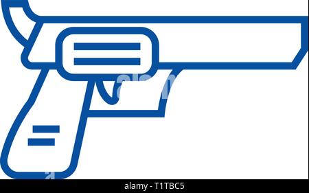 Revolver, pistol line icon concept. Revolver, pistol flat  vector symbol, sign, outline illustration. Stock Vector
