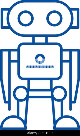 Robot line icon concept. Robot flat  vector symbol, sign, outline illustration. Stock Vector