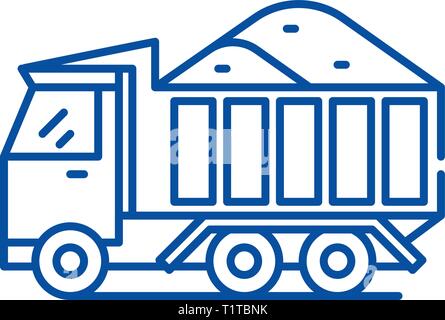 Sand machine line icon concept. Sand machine flat  vector symbol, sign, outline illustration. Stock Vector