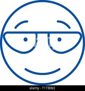 Scientist emoji line icon concept. Scientist emoji flat  vector symbol, sign, outline illustration. Stock Vector
