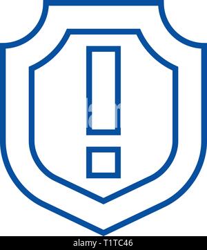 Shield,important line icon concept. Shield,important flat  vector symbol, sign, outline illustration. Stock Vector