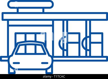 Small gas station line icon concept. Small gas station vector linear ...