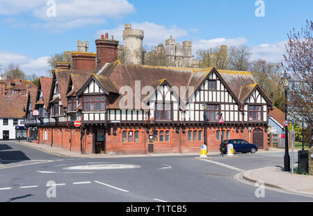 The Post Office, a Mock Tudor style building in the historic market town of Arundel in West Sussex, England, UK. Arundel UK. Stock Photo