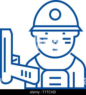 Soldier line icon concept. Soldier flat  vector symbol, sign, outline illustration. Stock Vector