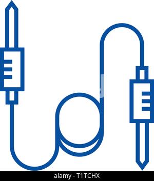 Sound cables line icon concept. Sound cables flat  vector symbol, sign, outline illustration. Stock Vector