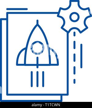 Startup startup line icon concept. Startup startup flat  vector symbol, sign, outline illustration. Stock Vector