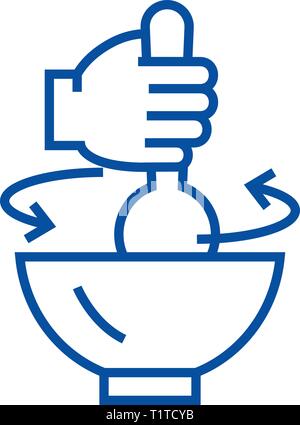 Stirring pot line icon concept. Stirring pot flat  vector symbol, sign, outline illustration. Stock Vector