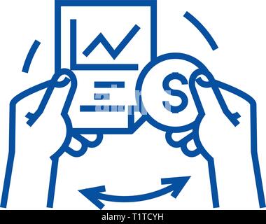 Stock exchange line icon concept. Stock exchange flat  vector symbol, sign, outline illustration. Stock Vector