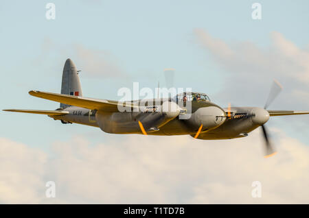 de Havilland DH.98 Mosquito was a British multi-role combat aircraft with a two-man crew that served during and after WWII. Restored to flight Stock Photo