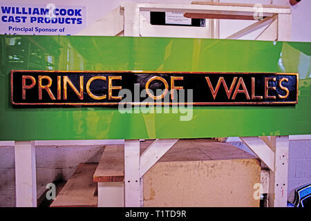 P2 Class new build 2-8-2 Steam Locomotive Prince of Wales Nameplate in Hiopetown Works, Darlington, England Stock Photo