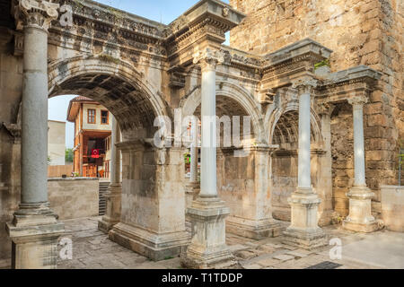 Hadrians Gate in old city of Antalya Stock Photo