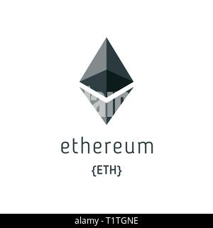 Ethereum Symbol Vector Icon. Ethereum crypto currency coin chrystal art icon logo. Stock Vector