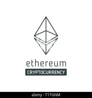 Ethereum Symbol Vector Icon. Ethereum crypto currency coin chrystal art icon logo. Stock Vector