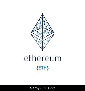 Ethereum Symbol Vector Icon. Ethereum crypto currency coin chrystal art icon logo. Stock Vector