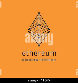 Ethereum Symbol Vector Icon. Ethereum crypto currency coin chrystal art icon logo. Stock Vector