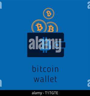 Vector bitcoin wallet with coins, cryptocurrency in the wallet. Bitcion coins in the wallet vector illustration Stock Vector