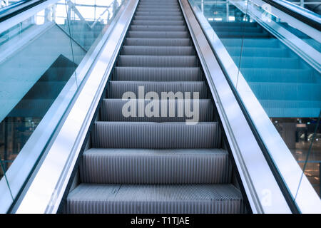 detail shot of escalator in modern buildings or subway station Stock Photo