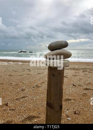 Stones on a post Stock Photo