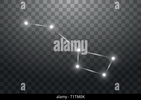 Big Dipper Zodiac Sign of the Beautiful Bright Stars on a transparent background. Vector Illustration Stock Vector