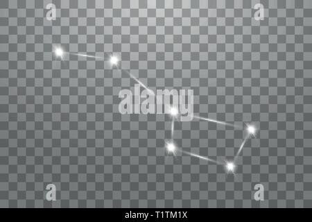 Big Dipper Zodiac Sign of the Beautiful Bright Stars on a transparent background. Vector Illustration Stock Vector