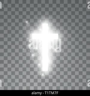 Shining white cross on transparent background. Glowing saint cross. Vector  illustration Stock Vector Image & Art - Alamy