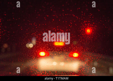 Car through a wet glass Stock Photo