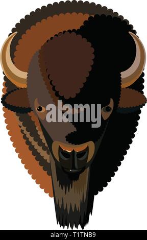 Buffalo head with horns graphic vector  illustration. Stock Vector
