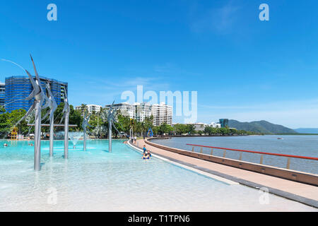 Esplanade and Esplanade Lagoon, Cairns, Queensland, Australia Stock Photo