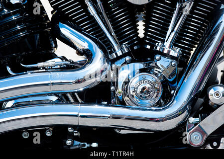 Harley Davidson v twin motorcycle engine Stock Photo