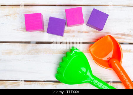Colorful wooden building blocks Stock Photo