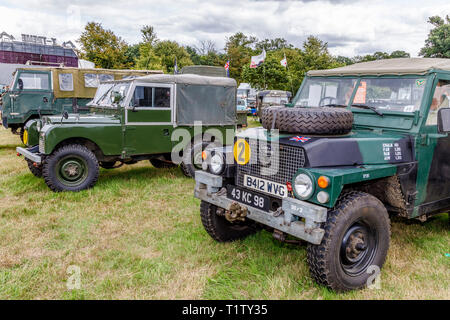 Military vehicle display at the 2018 Aylsham Agricultural Show, Norfolk, UK. Stock Photo