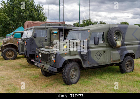 Military vehicle display at the 2018 Aylsham Agricultural Show, Norfolk, UK. Stock Photo