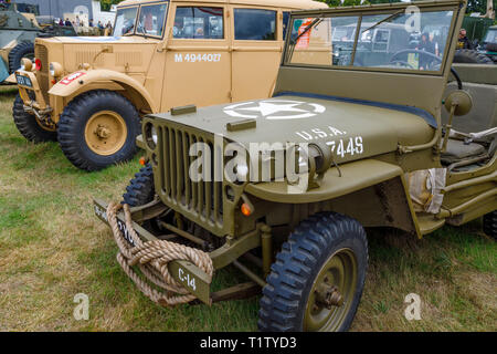 Military vehicle display at the 2018 Aylsham Agricultural Show, Norfolk, UK. Stock Photo